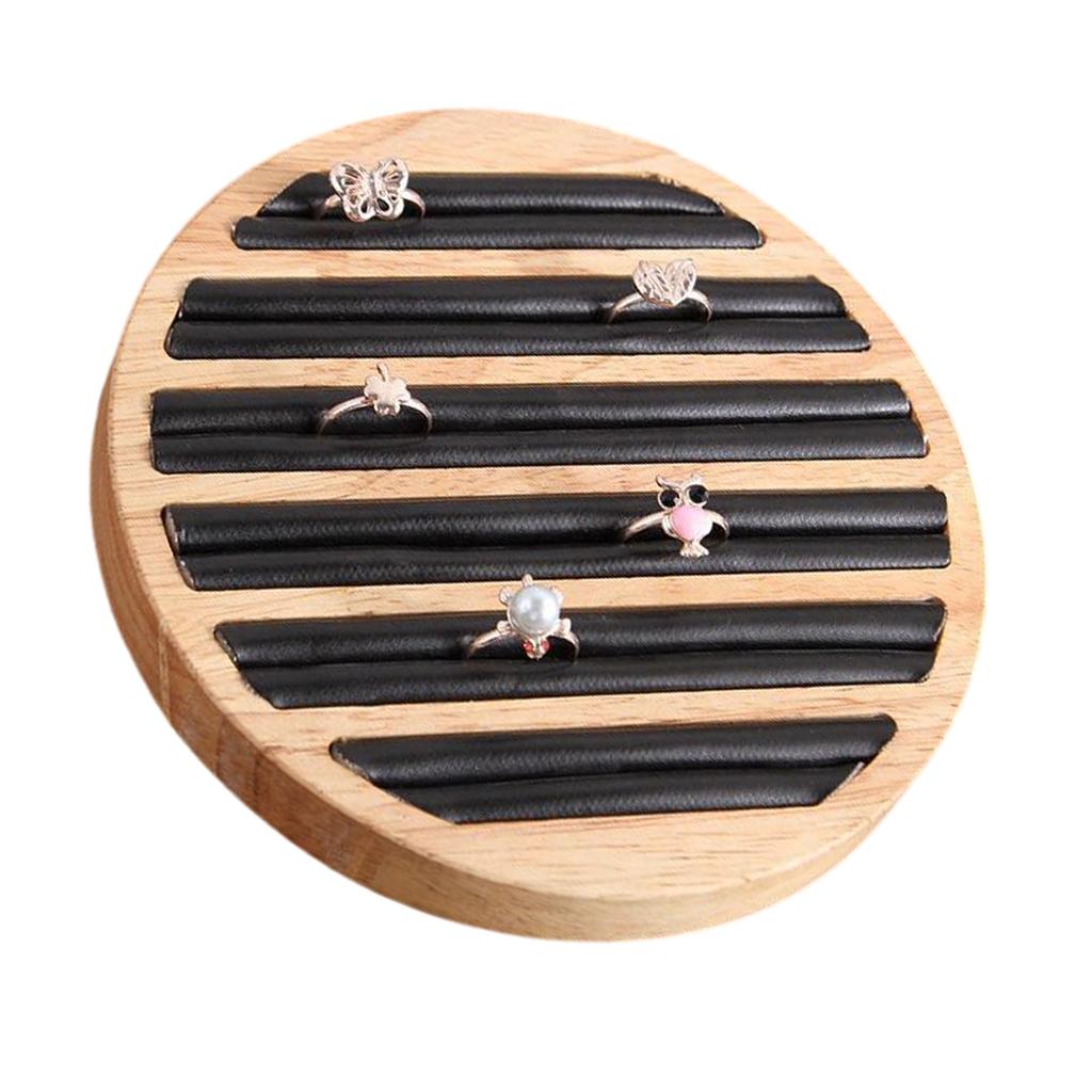 Natural Wood Round Jewelry Storage Tray For Ring Bracelet Earring Collection Decorative Counter Props