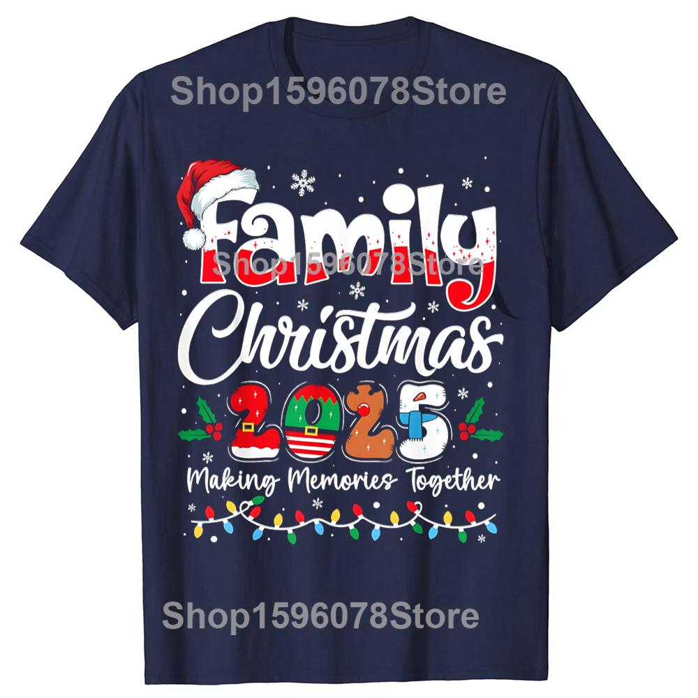 Family Christmas 2025 Matching Xmas Squad Santa T-shirts Men Women's Fashion Casual Tshirt 100% Cotton Loose Oversized