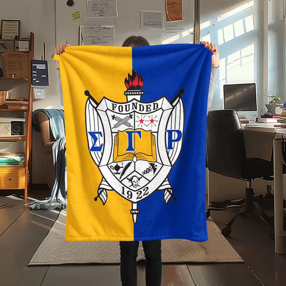 1Pc Sigma Gamma Rho Print Flannel Blanket, High quality Comfortable for All Seasons, Home Decor, Warmth and Comfort, Perfect for Gifts