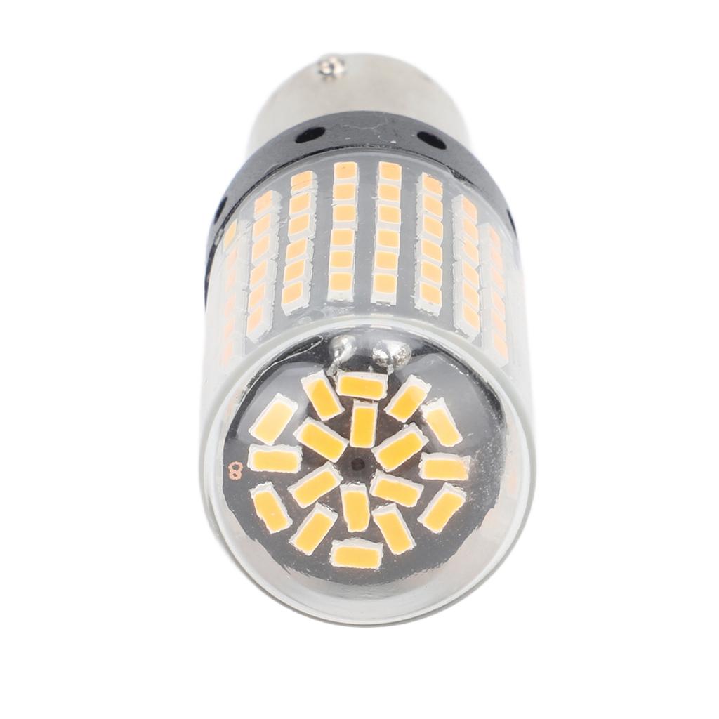 2 Pcs Car LED Brake Light Bulb Yellow 1156 Anti Strobe Super Bright Turn Signal Lamp Replacement Bulb