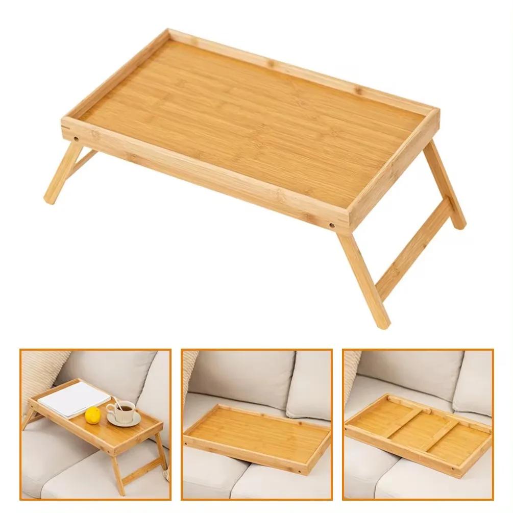 Wooden Foldable Table Bed Tray Folding Column Laptop Cooling Holder Adjustable Stand Portable Camping Picnic Desk Drawing Table
