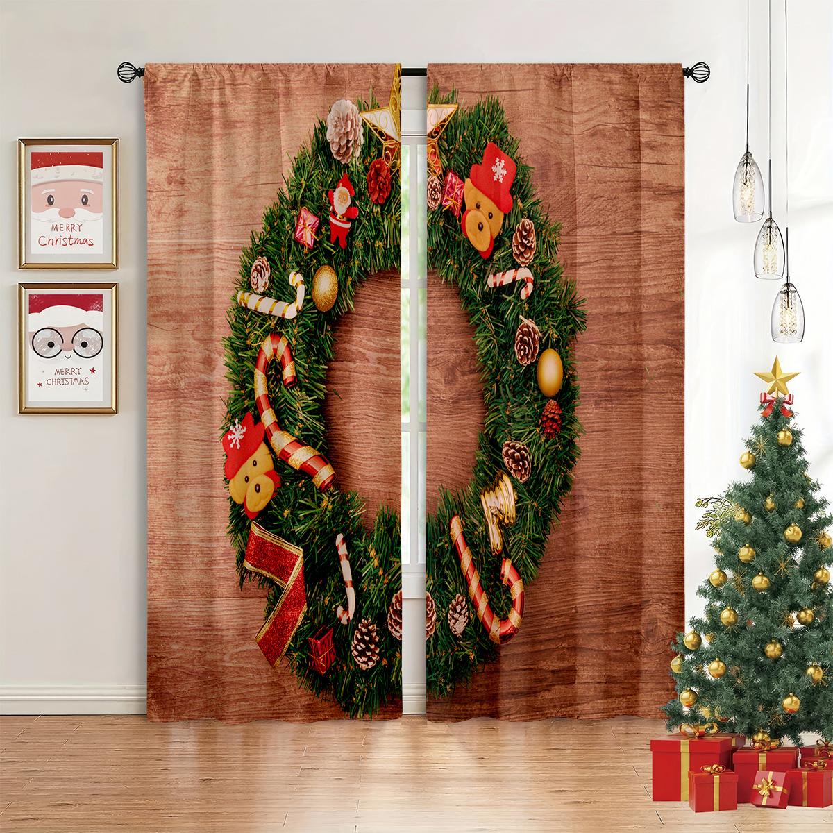 

Рождественские 3D шторы, идеально подходящие для использования в качестве оконных портьер и ламбрекенов. Они идеально подходят для рождественского домашнего декора и украшений 50W60H(CM)X2PCS&Rod Pocket