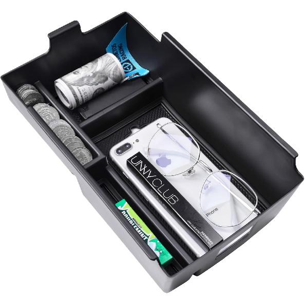 EDBETOS Center Console Organizer Compatible With Chevy Equinox Accessories 2018 2024 Ert Tray Interior Secondary Armrest Storage Box ABS, Black