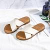 Cross slippers women's summer outer wear 2025 new simple and versatile flat shoes soft sole non-slip mother sandals ins