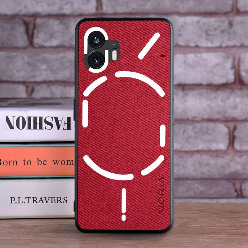 

Textile Leather Case for Nothing Phone 2 1 soft TPU with back hard PC material protection cover for Nothing phone 1 красный