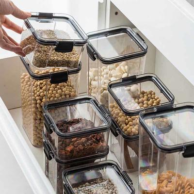 Küchen-Lebensmittel-Aufbewahrungsbehälter Organizer für Speisekammer Kühlschrank Organizer Gläser mit Deckel Kunststoff-Aufbewahrungsbehälter Gewürzboxen