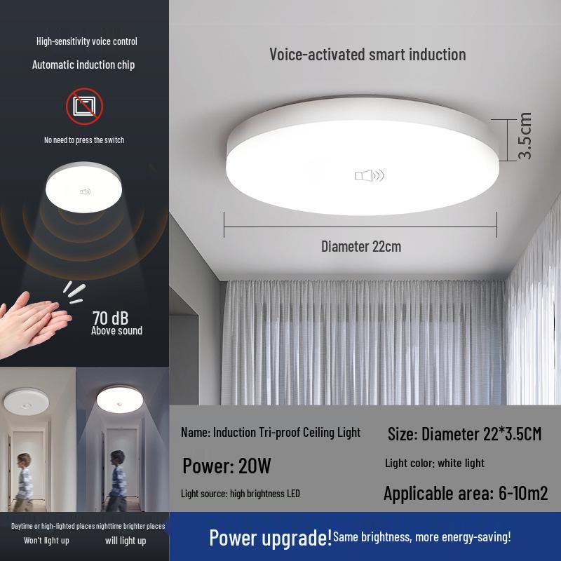 Smart Infrared Radar Sensor Ceiling Light for Stairways, Hallways, and Corridors with Voice Control