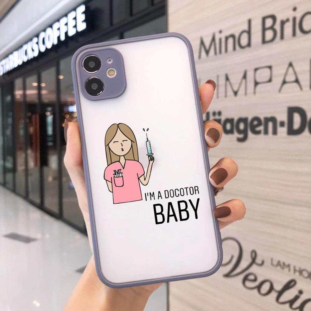 Cartoon Medicine Doctor Nurse Phone Case for IPhone 13 11 14 15 Pro 12 Mini XS MAX XR SE2 7 8 Plus Shockproof Cover Clear Fundas
