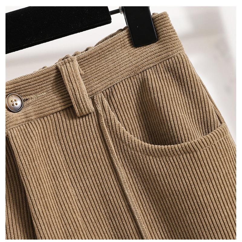 Dimanaf 2025 Autumn Plus Size Corduroy Trousers New Women Clothing Fashion Loose Pleated Vintage Pants