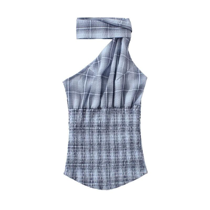 2025 European & American Plaid Halter Top + Skort Set S