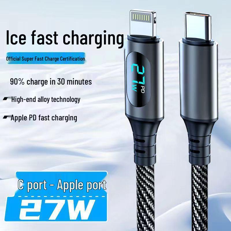 120W Super Fast Charging 3-in-1 Cable with Digital Display for Apple, Huawei, OPPO