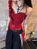 Red Fishbone Strapless Slimming Camisole - Women's Summer Style