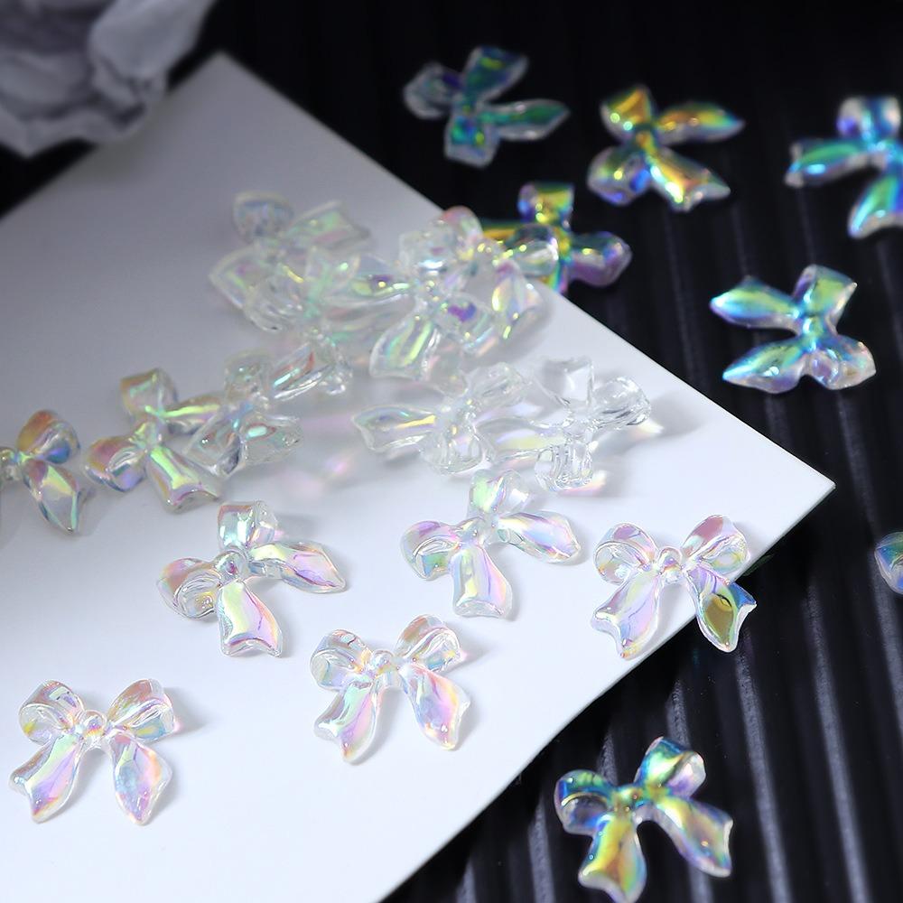 30Pcs/set Resin Bowknot Nail Decorations Ribbon Bow Bowknot Nail Rhinestones  Nail Salon