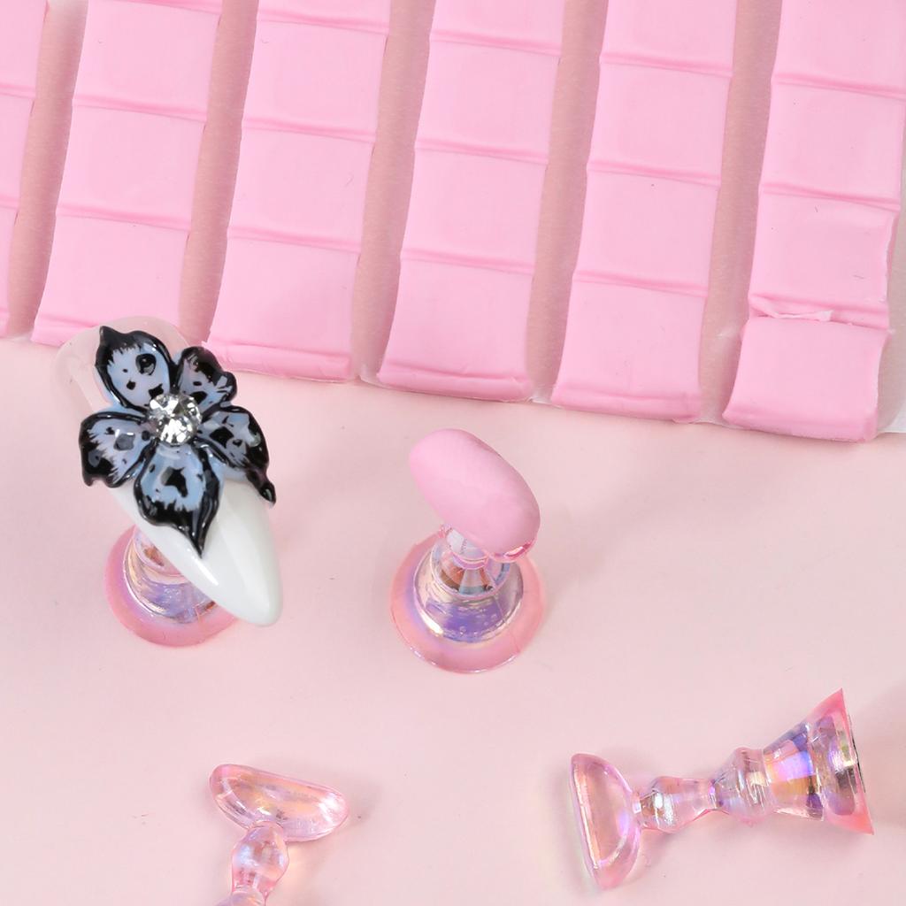 Acrylic Nail Stand Magnetic Nail Holder for Painting Nails Gel Press On Nail Practice with 30PCS Reusable Adhesive Putty for DIY