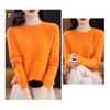 Women Bottoming Sweater Imitation Cashmere Crew Neck Sweater Long Sleeve Solid Color Slim Fit Ribbed Trim Knitting Tops