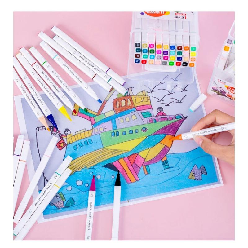 Dual Head Washable Marker Pen Set Student Art Drawing Stationery Supplies