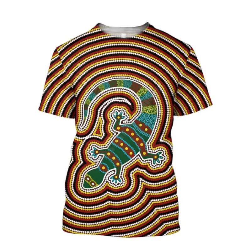 

Australian Aboriginal Characteristic Style Animal 3D Print Men s And Women s Summer Personality Round Neck Short Sleeve T-shirt 4XL