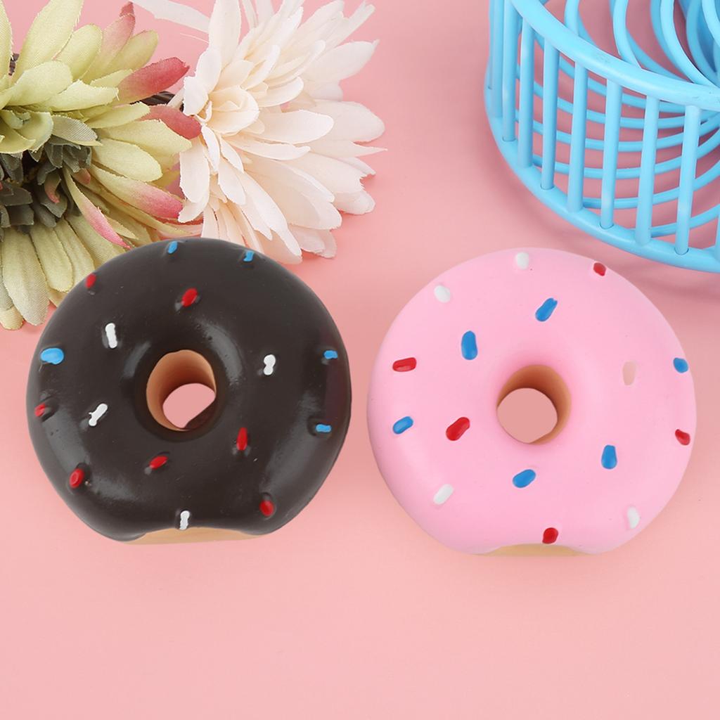 2PCS Latex Pet Doughnut Shape Sounding Teeth Cleaning Protection Chewing Biting Interactive Training Toy for Dogs