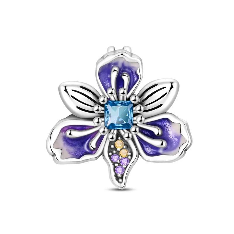 Fashion 925 Silver Colorful Butterfly Sparkling Beads Charms for DIY Bracelet Necklace Jewelry Making Gift