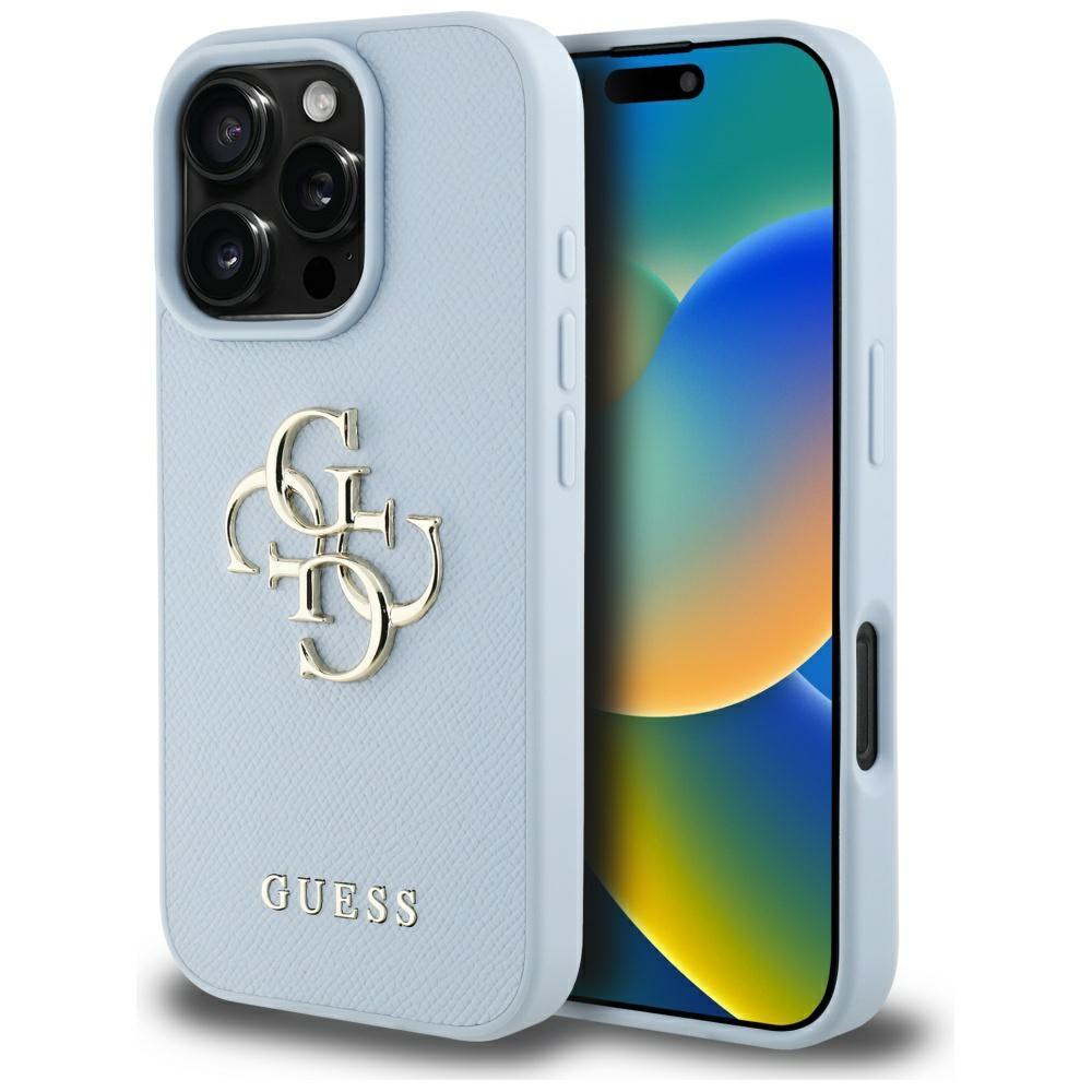 Hülle für iPhone 16 Pro Max Guess Gekörntes Klassisches Logo Blau
