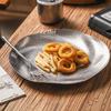 Stainless Steel Circle Dinner Plate, Home Steak Plate, Water Ripple Dinner Dishes Hamburger Fries Tray Tableware, Kitchenware