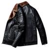 Winter slim fit leather jacket for middle-aged and old men, fur all-in-one motorcycle leather jacket for men