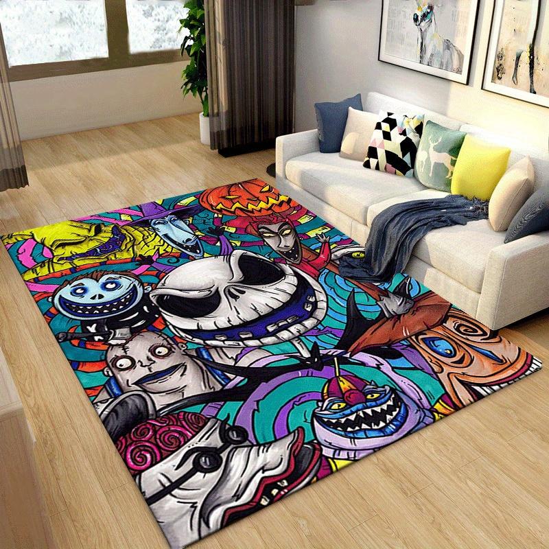 1pc The Nightmare Before Christmas Pattern Area Rug Soft Flannel Floor Mat for Living Room,Office,Bedroom and Carpet,Sofa Coffee Table Floor Mat
