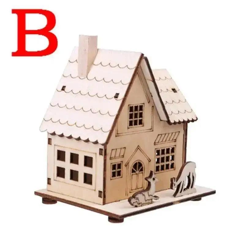

Christmas LED Light Wooden House Luminous Cabin Merry Christmas Decorations For Home DIY Xmas Tree Ornaments Kids Gift New Year B