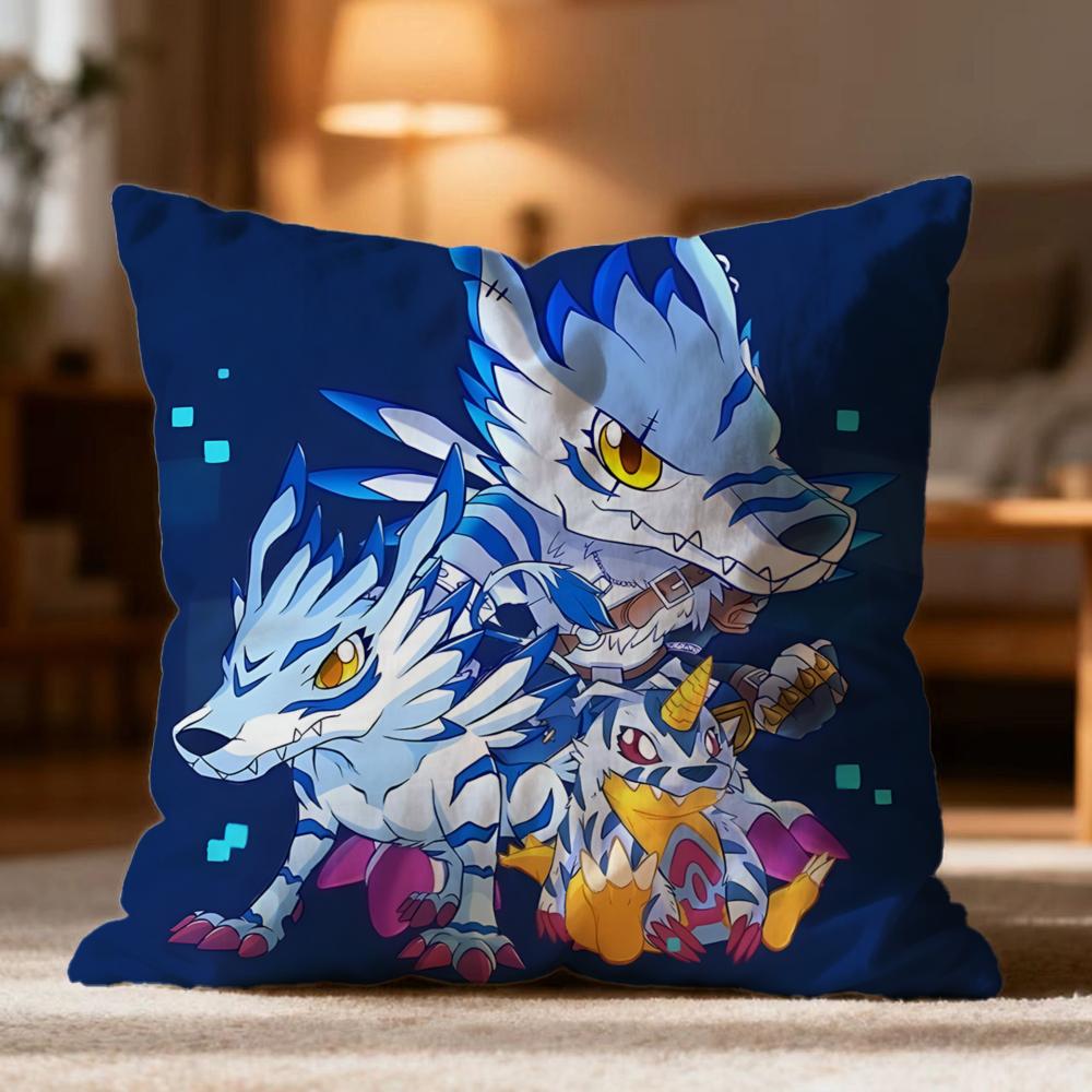 Hot DDigimones Cushion Cover Soft Washable Pillow Case Multi-Scene for Couch Bed Travel Office Use