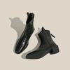 Fashion Boots Women Trends 2025 Retro Cowboy Boots Woman Leather Thick Heel Wrinkled Western Short Boots Womens Shoes