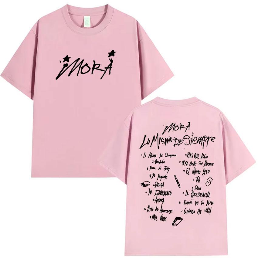 New Rapper Mora Lo Mismo De Siempre 2025 Album Letter Graphic T Shirt Men Women Summer O-Neck Cotton Short Sleeve T-Shirt Street