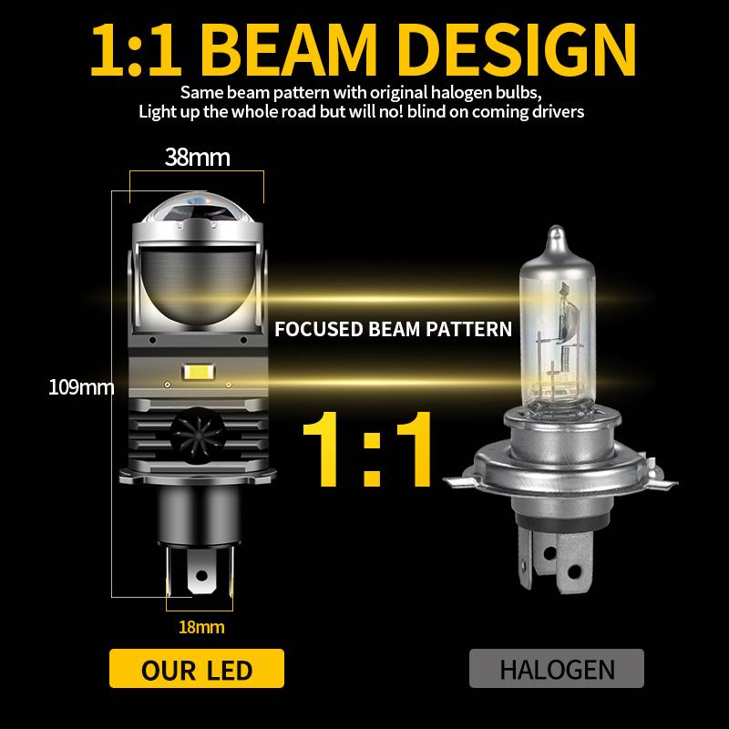 1pc H4 LED Projector Headlight Motorcycle 25W 50000LM Lens with Fan Cooling Automobile Hi Lo Beam Bulb For Haojue USR125