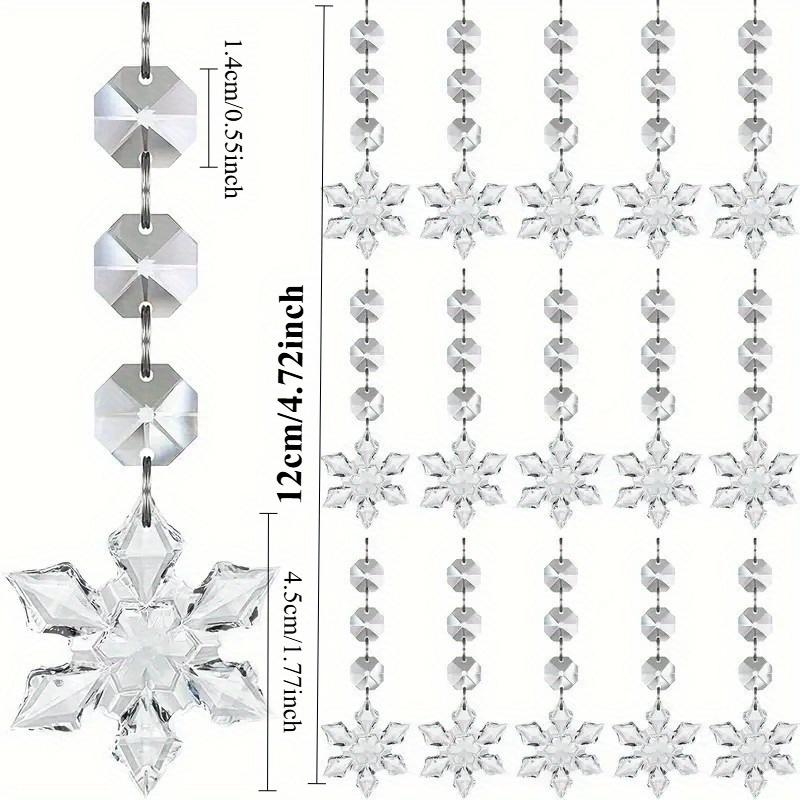 30Pcs Christmas Crystal Snowflaks Clear Hanging Ornaments Winter Decorations,Xmas Tree Chandelier New Year Party Decor Supplies