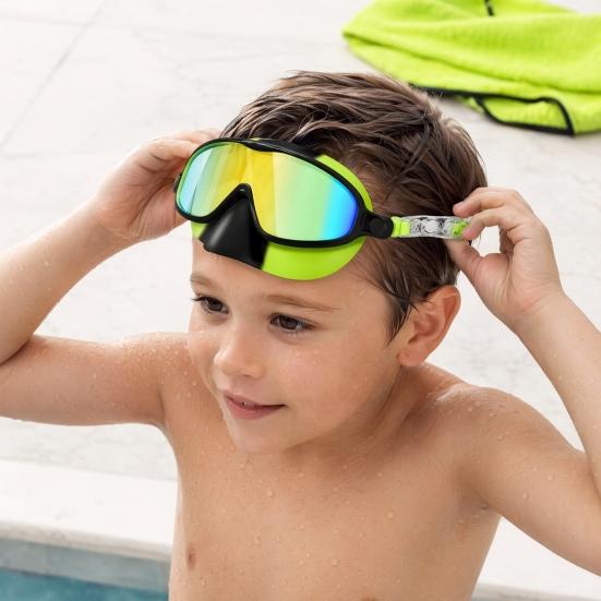 DYS 1/2 Pairs Children Swim Goggles with Earplugs, UV Protection Anti-Fog Pool Nose Cover, No Leakage Swimming Eyewear for Boys Girls