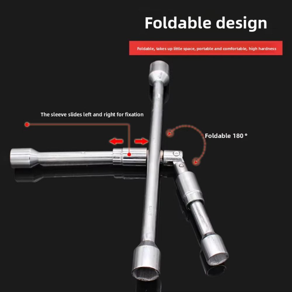Hex Socket Collapsible Lug Wrench 17/19/21/23mm Foldable Socket Wrench Tire Changing