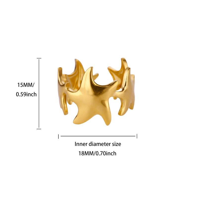 Wind trend ocean wind multiple scallop ring gold and silver color scheme titanium steel fashion exquisite jewelry