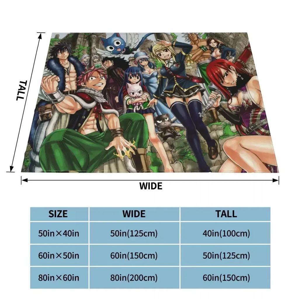 Natsu Erza Gray Lucy Happy Blankets Fairy Tail Anime Fuzzy Throw Blanket Summer Autumn Winter Decoration Soft Warm Bedspreads