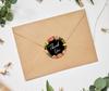 Darling Souvenir 45 Pcs Round Wedding Envelope Seal Black Floral Wreath Thank You Stickers-1.6
