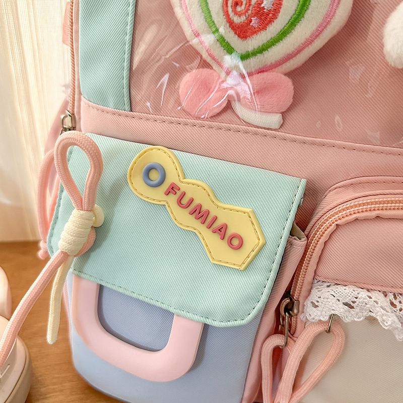 Rucsac Școlar Studențesc Stil Colegial Capacitate Mare Rucsac cu Compartimente Multiple pentru Fete cu Portofel pentru Monede