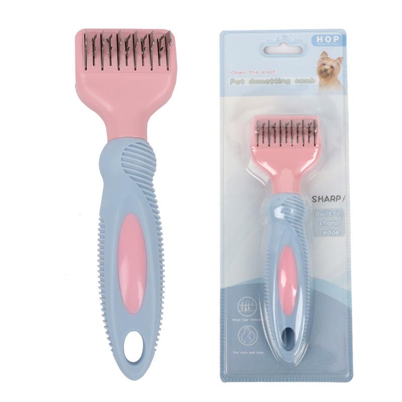 

Pet supplies, three-color knot opener, cat knot opener, dog comb, pet comb 96802 розовый