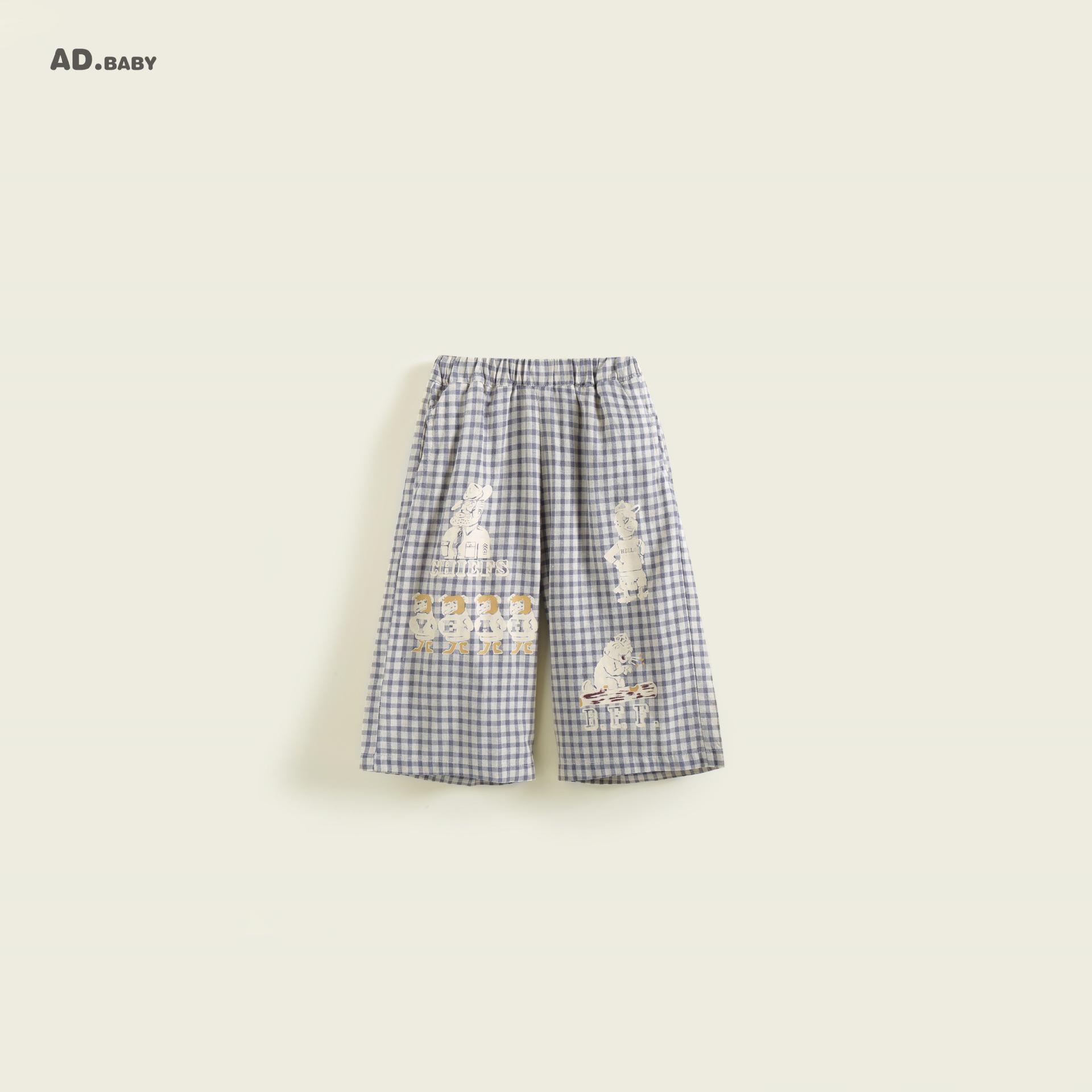 

Korean Style Kids Cartoon Linen-Cotton Pants - 9/10 Length, Breathable Spring/Autumn Trousers 110cm синій