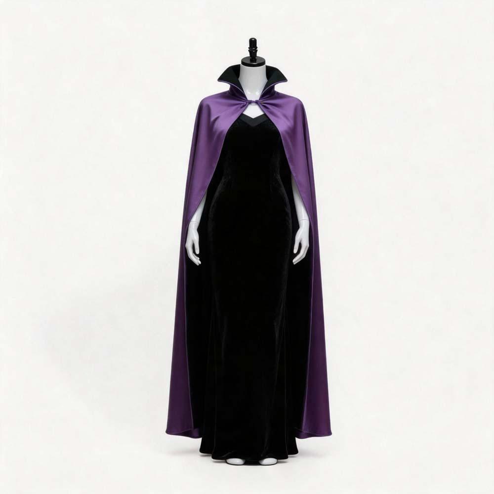 Maleficent Costume Cape Witch Cloak Purple Robe Halloween Cosplay Accessory for Women