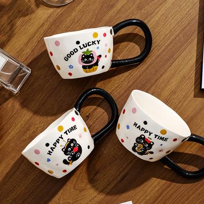 Keramiktasse Kreative Cartoon-Wassertasse Süße Tasse Gepunktete Keramik Mundspültasse Paartasse Großer Henkel