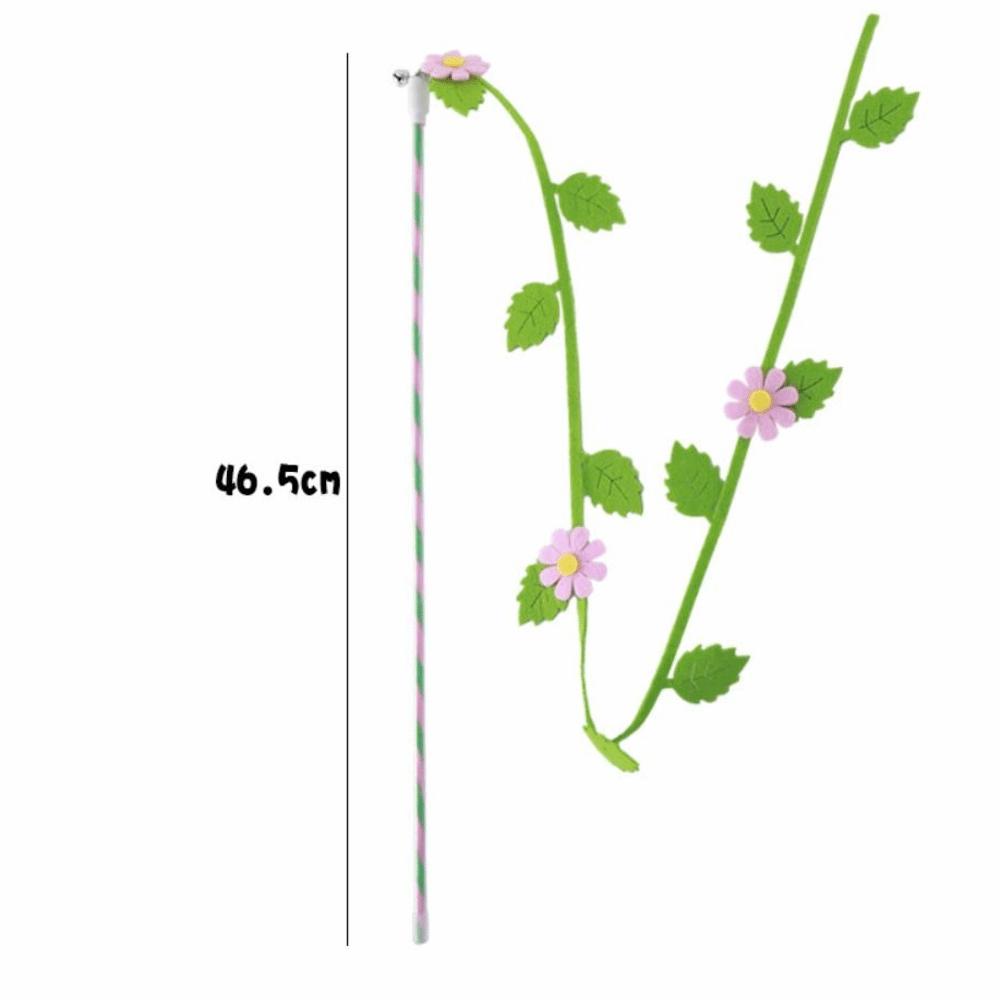 Felt Teaser Cat Wand Flower Leaf Shaped Cat Interactive Toy Cat Teaser Rod Interactive Playing