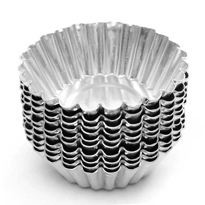 10Pcs 7cm Aluminium Alloy Cake Eggs Tart Mold Kitchen Pastry Baking Tools Cake Molds Bakery Accessories
