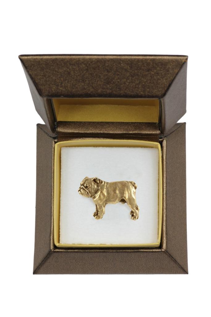Bulldog, English Bulldog, British Bulldog I - Dog Brooch In Decorative Box, Elegant Gold-plated Pin, Art-Dog Brand Jacket Pin