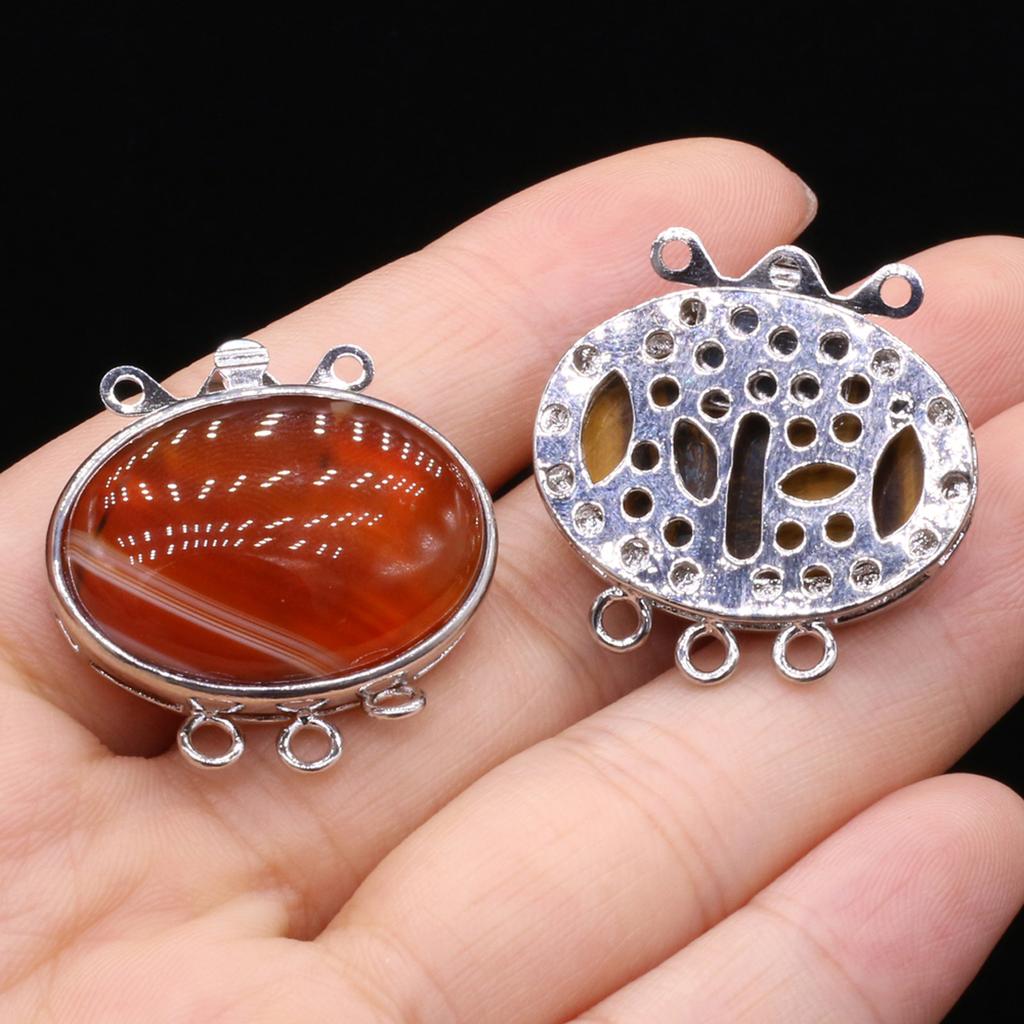 1 szt., Boho Ręcznie Robiony Owalny Wisiorek z Naturalnego Kamienia, Zawieszki-Konektory do DIY Naszyjnika, Bransoletki, Bransoletki na Kostkę, Akcesoria, Tworzenie Biżuterii, Unikalne Prezenty Świąteczne