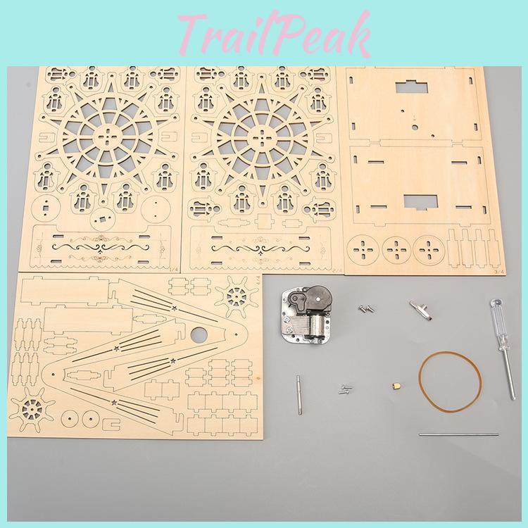 Wooden Diy Music Box With Rotating Ferris Wheel For Kids Creative Science Play