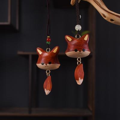 1 Stück Holz-Schwanzfuchs Niedlicher kleiner Fuchs Anhänger Anhänger Heilende Accessoires Halskette Schlüsselanhänger Zubehör