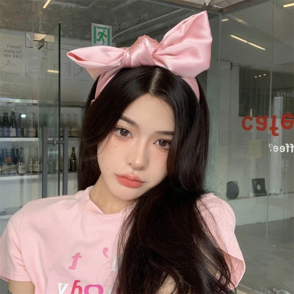 Lovely Bowknot Headband Satin Cosplay Hair Hoop Fashion Lolita Hair Band  Costume Decoration